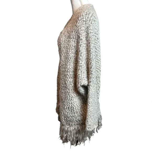UMGEE Womens Open Front Cardigan Sweater Fringe Hem Cream Brown - Picture 5 of 10